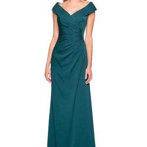 La Femme 26523SC Satin Mother of the Bride Dress Dress Green Size 4